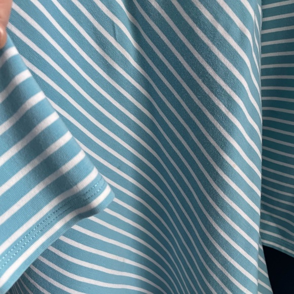 Charter Club Striped V-neck Top O-Ring Blue White Stretchy Size XL EUC - Picture 4 of 10